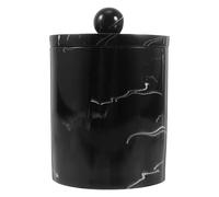 AHUFGN Cotton Pad Holder 1pc Resin Marble Pattern Storage Box Cotton Swab Holder Toothpick Ganizer Pad Container Bins Dustproof Bathroom(Black)