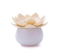 AHUFGN Cotton Pad Holder Q-tip Holder Cotton Swab Storage Box With Lid Toothpick Holders Lotus Shape Organizer Bathroom Accessories(Beige S No Lid)