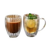 AHUFGN Crystal Glasses Stripe Double Wall Glass Cup Heat Resistant Water Cups Transparant Juice Coffee Drinkware Mug(250ml,1pcs)