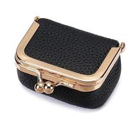 AHUFGN Kiss Lock Purse Wallet Genuine Leather Kiss Lock Coin Purse Solid Color Square Jewelry Bag Multifunctional Mini Small Item(5pcs 6 * 6cm)