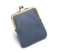 AHUFGN Kiss Lock Purse Women Genuine Leather Clutch Coin Purse Mini Kiss Lock Change Wallet Slim Retro Holder Portable Lipstick Pouch(Blue2)