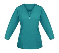 AHUFGN Nurse Scrubs Women Women's Long-sleeve Scrub Top - Winter & Autumn Work Uniform For Nurses & Surgeons V-neck Nurse Blouse(Green,M)
