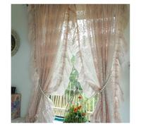 AHUFGN Ruffled Curtains Princess Romantic French Cream Style Lace Ruffle Edge Window Screen for Kitchen Bathroom Small Window Curtain(Hook,W100cmxH130cm 1PC)