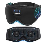 AHUIARGY Ice Silk Sleep Mask with Headphones, 3D Sleep Headphones for Side Sleeper, Bluetooth 5.4 Sleeping Eye Mask with Timer, Total Blackout Sleeping Headphones for Women Men(Black)
