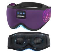 AHUIARGY Ice Silk Sleep Mask with Headphones, Sleep Headphones for Side Sleeper with 3D Cups, Bluetooth 5.4 Sleeping Eye Mask, Total Blackout Sleeping Headphones for Women Men(Purple)