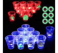 Six Senses Media Halloween The Dark Beer Pong Set,Beer Pong Party Cup Set, LED Beer Pong Cups and Glow-in-The-Dark Balls,22 Set