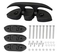 Ahuliao 5" Folding Boat Cleat, Flip-up Boat Cleat, Pop-up Dock Cleat, Marine Grade Rope Dock Cleats for Kayak Yacht Pontoon Boat (2 Holes, Black, 4 Pcs)