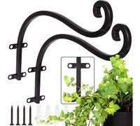 AHUNTTER 2 Pack 11.5 Inch Heavy Duty Hanging Basket Brackets Curved Up Iron Planter Hooks Decorative Metal Outdoor Garden Plant Pots Wall Hangers for