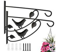 AHUNTTER 2 Pack 13" Heavy Duty Hanging Basket Brackets Wrought Iron Wall Mount Planter Hooks Metal Outdoor Garden Planter Flower Hanger with Screws for Bird Feeder Fence Lantern Wind Chimes - Black