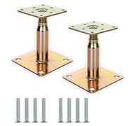AHUNTTER 2PCS 100-150mm Galvanised Adjustable Elevated Post Base Support, Heavy Duty Roof Support for Building - Gold