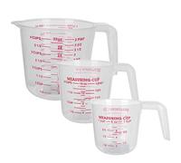 AHUNTTER 3PCS Clear Plastic Measuring Jugs Set 1L 500ml 250ml for Baking Cooking, Large 4-Cup 2-Cup Small 1-Cup Capacity, Microwave Safe BPA-Free Plastic Jugs with Handle - Clear Measurements