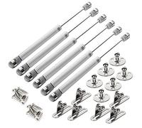 AHUNTTER 6PCS Gas Struts for Heavy Lid, Gas Strut Lift Support 200N Heavy Duty Shocks Soft Close Stay Hinge for Bed Kitchen Cabinet Cupboard Door Handle Toy Box Hinge with Screws - Silver