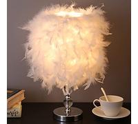 AHUNTTER Feather Light Shade for Ceiling, Fluffy Feather Pendant Lamp Shade, Modern Droplight Lampshade for Table & Floor Lamp, Bedroom, Living Room, Wedding or Party Decoration, Diameter 30cm, White