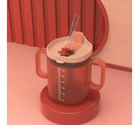 Ahuuen 300ml Elderly Drinking Cup | Feeding Cup Drinking Cup | Elderly Sip Cups Water with Handles | Elderly Spill Proof Cups | Feeding Cup with Lid and Straw for Elderly Maternity Adult