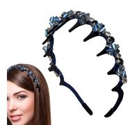 Ahuuen Braid Hairband - Elegant Braid Rhinestones Headbands with Teeth,Fashion Hair Hoop Anti-Slip Head Bands for Women Summer Daily Gym Travel Home Party Music Festivals Dating