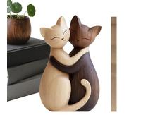 Ahuuen Cat Figurine | 2d Flat Cute Wooden Tabletop,Cat Couples Bedroom Decor - for Bedroom, Romantic, And Women's Birthday Celebrations