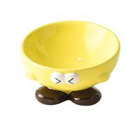 Ahuuen Ceramic Pet Bowl | Cute Expression Pet Feeding Dish | Raised Food Dish | for Puppy Kitten Travel Home Kitchen Bedroom Dining Area