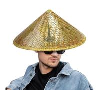 Ahuuen Chinese Straw Hat | Rice Hat | Chinese Woven Straw Cap | Farmer Headwear | Fishing Sun Cap | Woven Conical Rice Farmer Costume Accessory | for Fishing, Gardening, Camping, Hiking, Outdoor