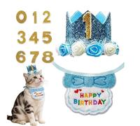 Ahuuen Dog Birthday Decorations | Adjustable Bib Collar Scarf Hat with Number - Dogs Birthday Party Supplies - for Pet Adoption Photos Small Animal Home Indoor