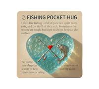 Ahuuen Fishing Lover Hug | Heart Shape Party Keepsake | Inspirational Keepsake with Card | for Family Adults Men Dad Fathers Coworkers Teachers