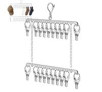 Ahuuen Flower Drying Rack - with 20 Hooks Stainless Steel Space Saving | 2-Tier Kitchen Herb Drying Rack - for Onion Plant Garlic Laundry Hat Socks Towel Tie Home Kitchen Balcony