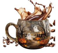 Ahuuen Halloween Drinking Glasses - Halloween Coffee Mug | Painted Pattern Modern Coffee Mug for Youth Child Workplace Milk Party Travel Hot Water Adult Beverage Home Bar
