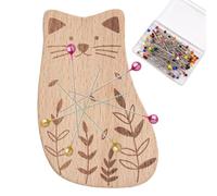 Ahuuen Magnetic Pin Holder for Sewing, Wooden Animal Shape Needle Minder, Multi-Purpose Pincushion with 100 Pins, Cartoon Paper Clip Organizer for Quilting Dressmaking Tailoring Crafting
