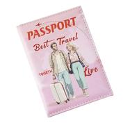 Ahuuen Passport Holder,PU Leather Passport Holder - Waterproof Credit Cardboarding Pass Wallet Accessories for Couples Men Women Kids Study Abroad Bag Family Purse