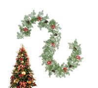 Ahuuen Pine Garland Realistic,78.7 Inch with Cones Red Berries Christmas Pine Garland - Welcome Decorations Hanger for Stairs Porch Mantle Fireplace Farmhouse Home Party Table