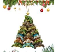 Ahuuen Turtle Christmas Tree Ornaments | Hangable Christmas Tree Decorations - 2D Acrylic Sea Turtle Shape Pendant for Window Door Wall Garden Backyard Holiday Event Organizers Home Decorators