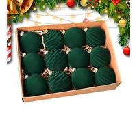 Ahuuen Velvet Ornaments | 2.3 Inch Flocked Christmas Balls for Trees Decorations,Shatterproof Breakable Holiday Decoration Enhance Celebrations in Winter Entryway Family Farmhouse
