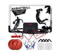 Ahuuen Wall Mount Basketball Hoop | Electronic Door Basketball Hoop with Led Lighting,Toy Basketball Training Accessories with 2 Balls, Scoreboard, Shatter Proof Backboard & Rim for Kids