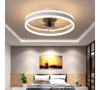 AHWEKR Ceiling Fan with Remote Control Flush Mount Modern Indoor 50CM LED Dimmable Low Profile Ceiling Fans,Smart 3 Light Color Change and 6 speeds,White