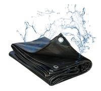 AHWEKR Heavy-Duty Waterproof Mesh Clear Tarpaulin, Reinforced Transparent Tarp Cover with Rubber Strengthened Corners, Groundsheet （1.2m x 1.5m，black）