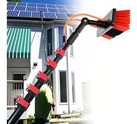 AHWEKR Solar Panel Cleaning Kit, 12 ft, Water Fed Pole Kit with Cleaning Brush, Extendable Aluminum Telescopic Pole, 180° Rotatable Brush Head, for Roof Mounted Solar Panels,55cm brush head