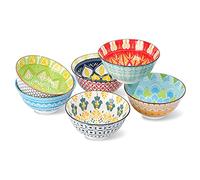 AHX Cereal Bowls Porcelain 24 oz - Salad Soup Bowl Colorful 6.25" - Deep Bowls for Serving Ramen | Noodle | Pasta | Pho | Oatmeal - Microwave and Dishwasher Safe - Set of 6