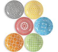 AHX Pasta Bowls Set of 6 - 23 oz Shallow Ceramic Pasta Bowls, Perfect for Pasta, Salad, Soup & More - Microwave, Dishwasher & Oven Safe Colorful Pasta Bowl