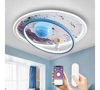 AHXIAOZN LED Ceiling Light Astronaut Ceiling Lamp, Dimmable Kindergarten Ceiling Lamp with Remote Control, Cartoon Ceiling Light Fixture, Modern Acrylic Ceiling Light for Kids Room, 3000-6000K, 50cm