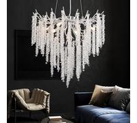 AHXIAOZN Modern Crystal Chandelier Lighting,Round Chandeliers Lights,G9 Lamp Holder,K9 Crystal Pendant Light Hanging Lamp for Living Room, Dining Room, Restaurant（Silve,60cm）