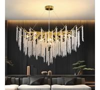 AHXIAOZN Modern Crystal Chandelier Lighting,Round Chandeliers Lights,G9 Lamp Holder,K9 Crystal Pendant Light Hanging Lamp for Living Room, Dining Room, Restaurant（Gold,120cm）
