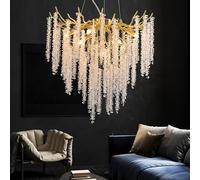 AHXIAOZN Modern Crystal Chandelier Lighting,Round Chandeliers Lights,G9 Lamp Holder,K9 Crystal Pendant Light Hanging Lamp for Living Room, Dining Room, Restaurant（Gold,60cm）