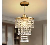 AHXIAOZN Modern Mini Semi Flush Mount Crystal Chandelier, 3 Tiers, Gold, 20 cm Diameter x 23 cm Height, Indoor, Living Room, Dining Room