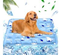 AHYDFSR Cooling Mat for Dogs and Cats, Water-Filled Cooling Mat, Dog Cooling Mat Use Self-Cooling with Non-Toxic Gel, Light Blue Polar Bear, 60 x 90 cm, XL