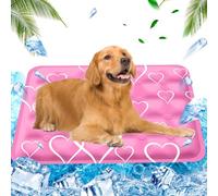 AHYDFSR Cooling Mat for Dogs, Water Injection, Cooling Blanket for Dogs, Waterproof and Scratch-Resistant, Use Self-Cooling with Non-Toxic Gel, Pink Heart, 60 x 90 cm, XL