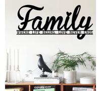 AHYS Family Wall Decor Rustic Metal Family Signs for Farmhouse Home Living Room Bedroom Decor - 16.5"X7.5"