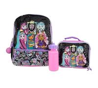AI ACCESSORY INNOVATIONS 5 PC Backpack Set, Girls & Boys School Bag 16” with Front Zip Pocket, Monster High, L, Backpack Set