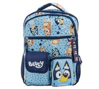 AI ACCESSORY INNOVATIONS Bluey & Bingo Backpack for Girls & Boys, Multi Pocket Bookbag with Adjustable Shoulder Straps & Padded Back, Blue
