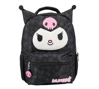 AI ACCESSORY INNOVATIONS Hello Kitty Kuromi Backpack for Girls, Sanrio Kawaii Bookbag, 16 Inch Anime School Bag with 3D Features, Black, Black, L, 16" Backpack