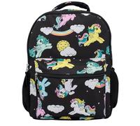 AI ACCESSORY INNOVATIONS My Little Pony Backpack 16” Backpack With Front Pocket for Girls, MLP Allover Print Bookbag Featuring Rainbow Dash, Fluttershy, Melody, and Twilight Sparkle, Black, Black