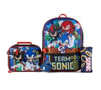 AI ACCESSORY INNOVATIONS Sonic the Hedgehog 5 PC Backpack Set for Girls & Boys, 16” Book Bag Featuring Sonic, Shadow, & Knuckles